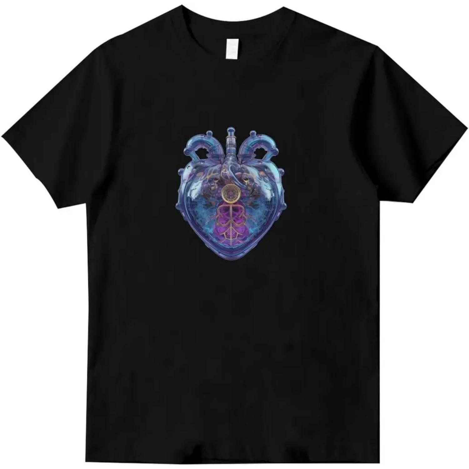 

Стеклянное полупрозрачное сердце-Черно-белая хлопковая футболка Унисекс-Стеклянное полупрозрачное сердце-Графическая футболка с принтом S чёрный