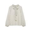 European and American women's clothing 1116 spring new scarf collar polka dot printing casual versatile chiffon shirt women