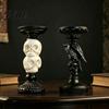 Vintage Gotische Tafeldecoratie Halloween Kandelaars Houder Decoratie Raaf Schedel Kandelaars Houder Stijl Cadeau Ideeën Spookachtige Taper Stand voor Tafelblad