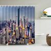 New York London Bridge Shower Curtain Printed Waterproof Fabric Polyester  City Scenery Night View Bath Curtain Bathroom Decor