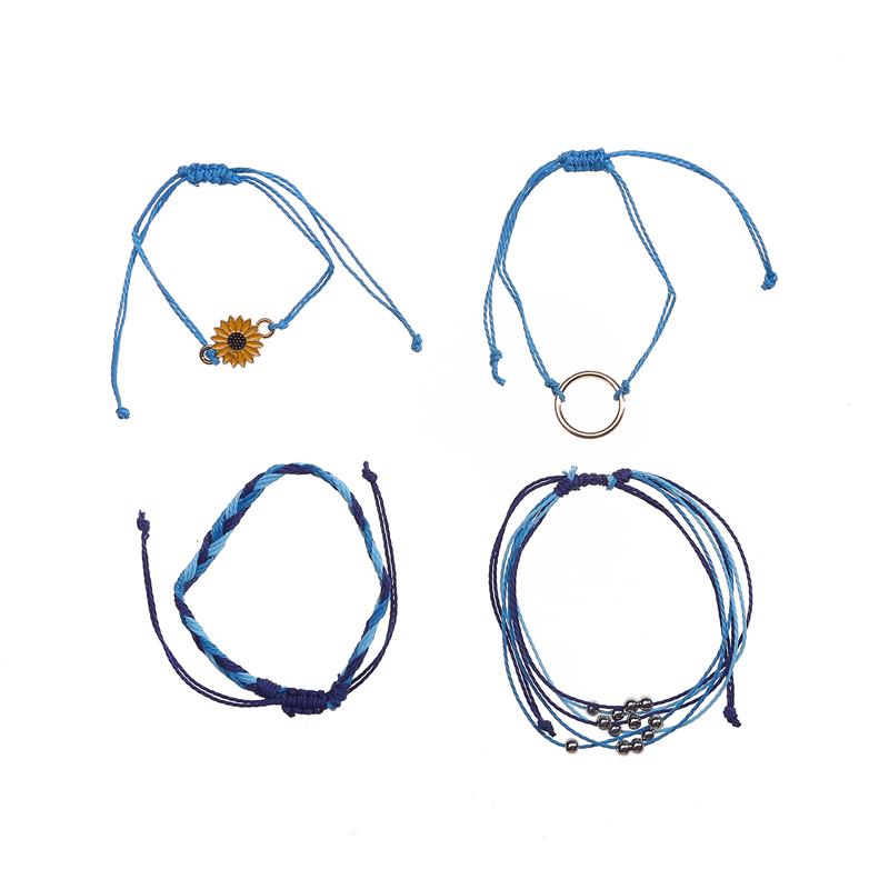 Pulseira da amizade Pulseira de corda trançada Pulseira de casal ajustável Conjunto de joias para festa Presentes