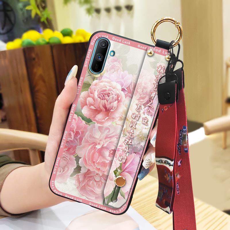 Elderly Lady Phone Holder Phone Case For OPPO Realme C3/C3i/Narz N10A Silicone Wristband Waterproof Shockproof Lanyard