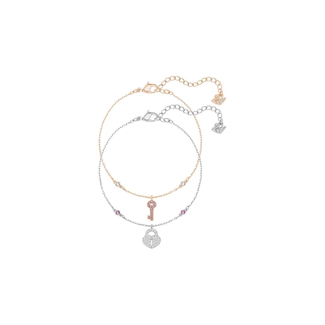 Swarovski Crystal Wishes Lock & Key Bracelet Set Women bracelets Pink 5272251 Box (Random Color)