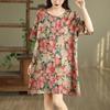 Short sleeve Plus size Cotton vintage floral new in dresses for women casual loose mini summer dress