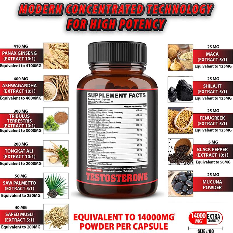 Panax Ginseng 120 kapslí Podpora testosteronu Zdraví svalů Zlepšení energie Výdrž