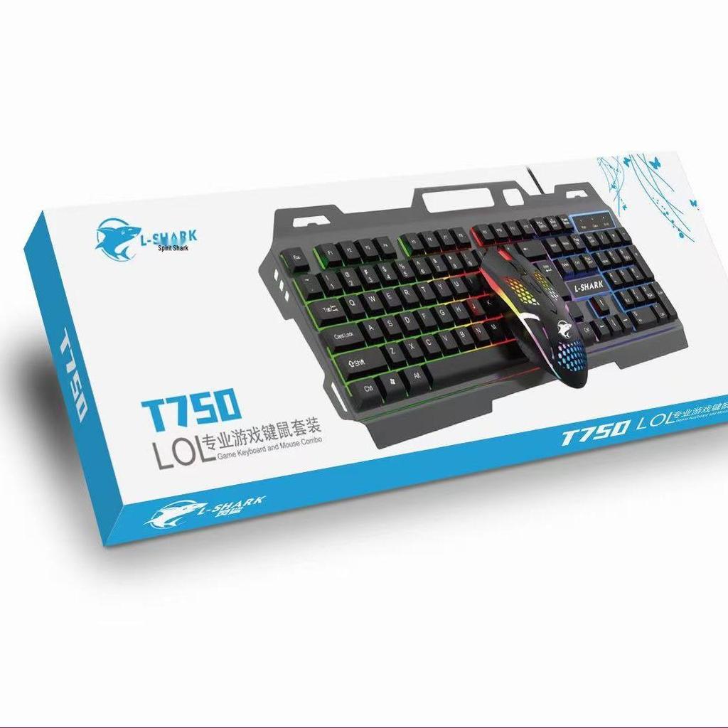 Wired Backlit Gaming Keyboard & Mouse Set with Metal Plate - Mechanical Feel, Competitive Gaming