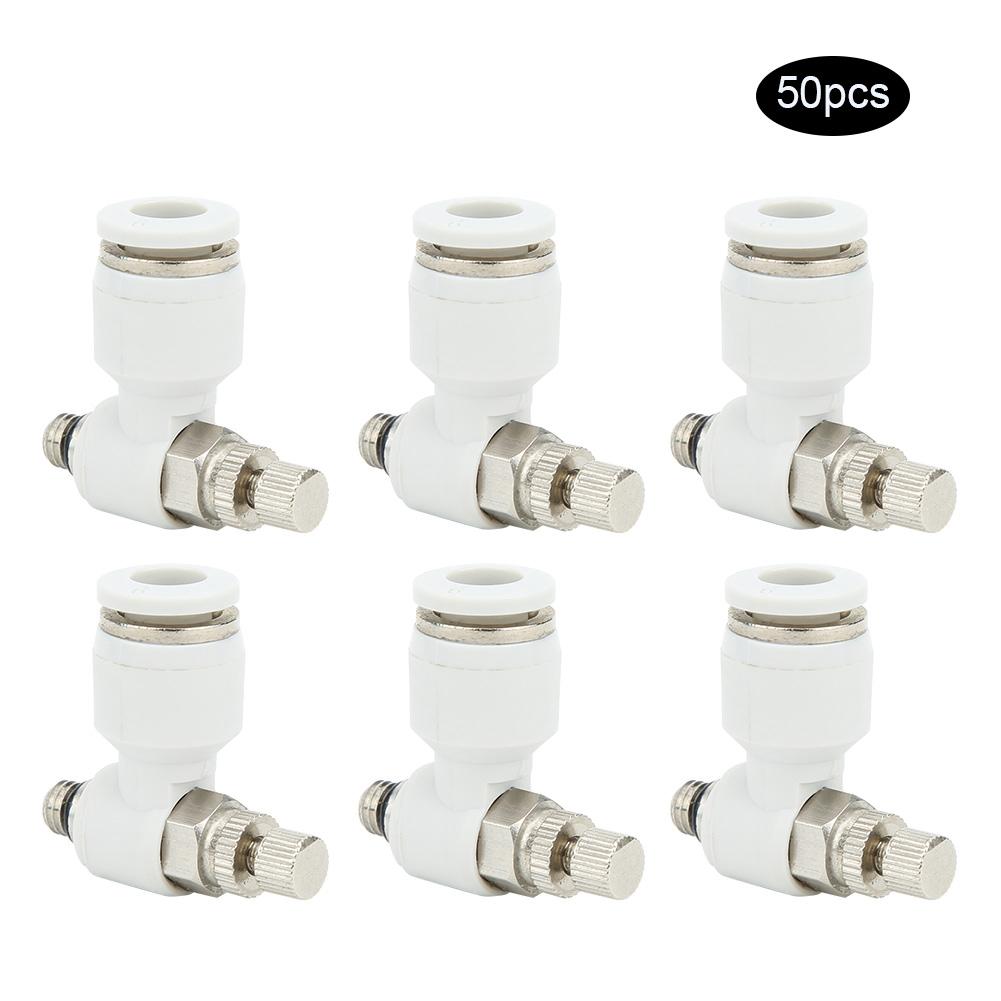 50Pcs Air Flow Control Valve Pneumatic White Adjustment Durable Quick Connector SL6‑M5