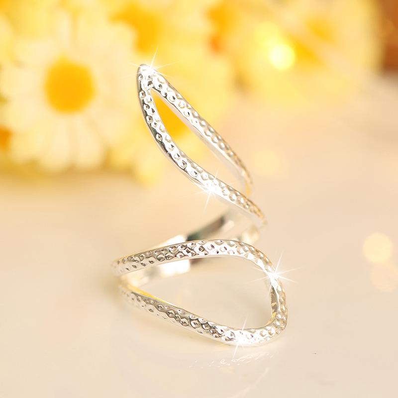 Bohemian Style Women's Adjustable Hammered Texture Ring