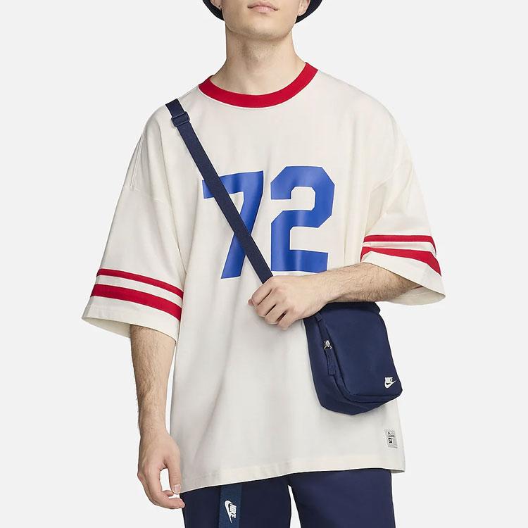 Nike Digital Print Crew Neck Pullover Comfortable Casual Sports Short Sleeve Drop Shoulder T-Shirt Men T-Shirt Sail University-Red HF4602-133