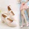Girls Leather Shoes High Heel Shoes Sweet Bowknot Bridal Wedding Shoes Women High Heels Princess Dress Party Shoes Size 30-43