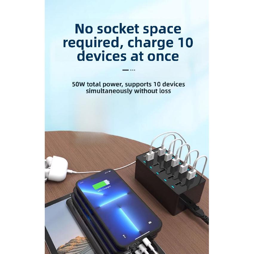 Earise | Multi-Function Multi-Port USB Charger 15 Ports