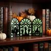 Stable Solid Wood Halloween Ornament Glow-in-the-Dark Table Decoration, Witch Ghost Silhouette Design, Party Decor Foldable Luminous Ornament,