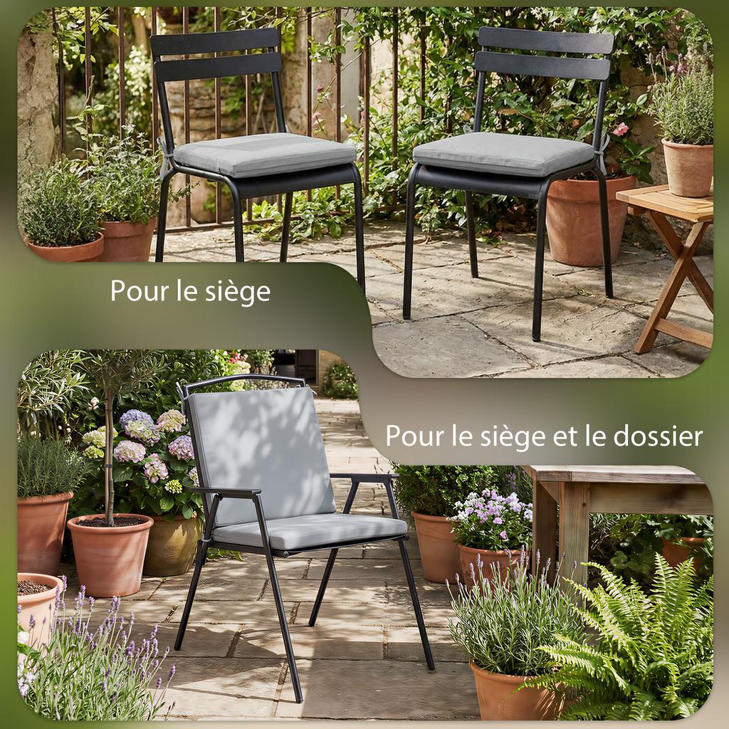 Set Of 2 Garden Chair Cushions Chair Pads 50 X 50 Cm High Density Foam Non Slip 50x50 Cm Gray
