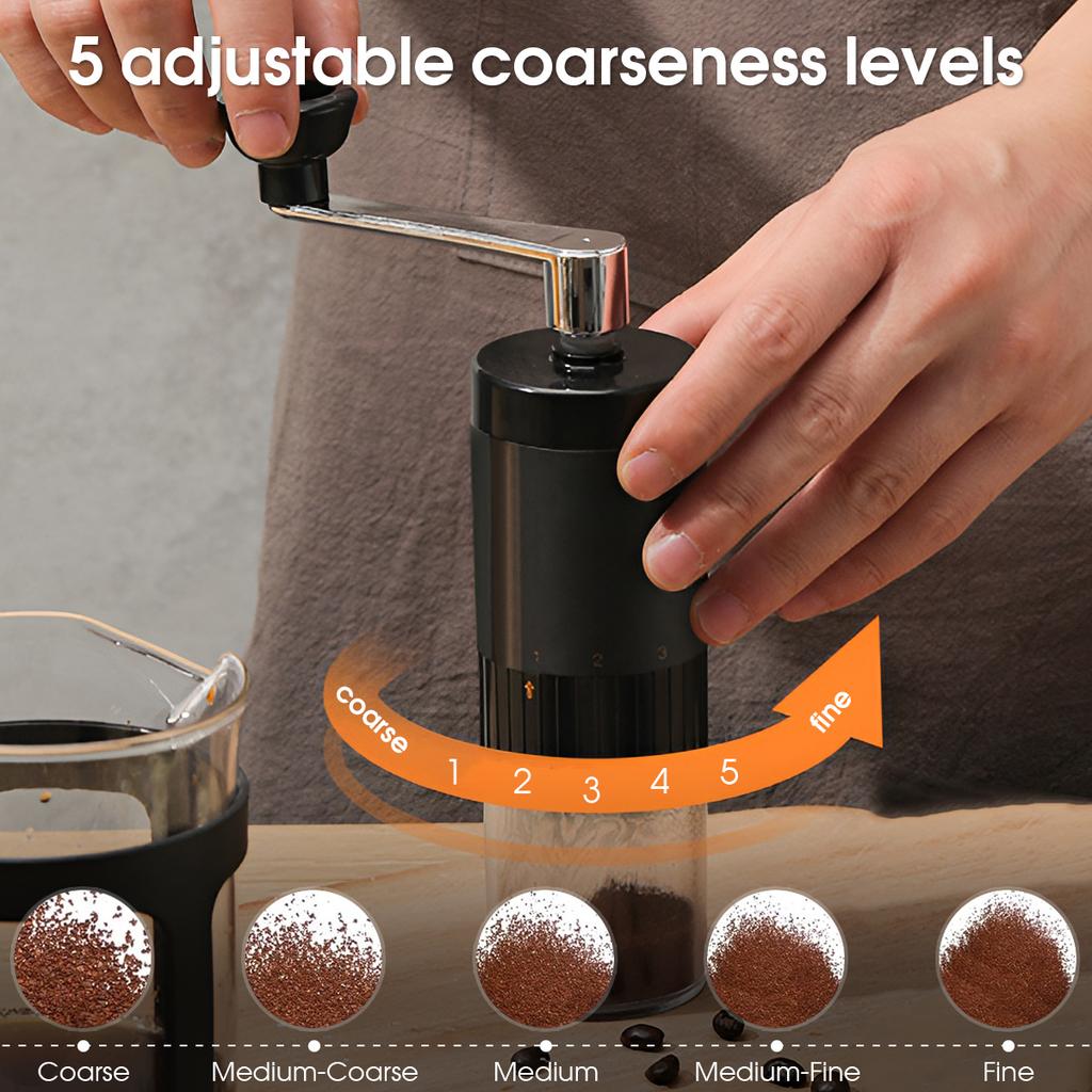 Manual Coffee Bean Grinder Detachable And Adjustable 5-Stage Portable Manual Grinder Hand-Cranked Coffee Grinder Kitchen Tools