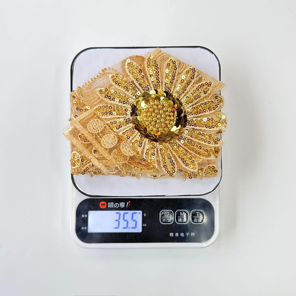 Gold Heavy Industry Mesh Bead Sequin Embroidery Patch Accessories Dress Performance Clothes Decorative Front Collar Cloth Stickers Accessories