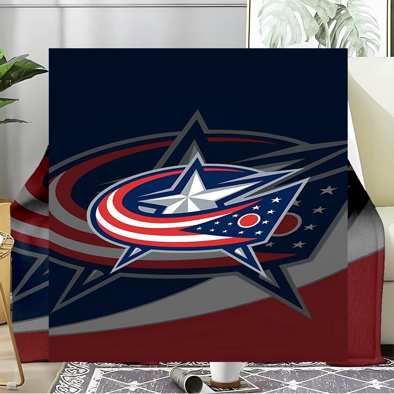 Columbus Blue Jackets Logo Blanket Flannel Throw for Sofa, Indoor, Camping, Living Room, Office, Chair, And Bed Soft Birthday Gift
