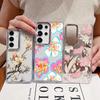 Flowers Fruits Print Case For Samsung S26 S25 Ultra S24 S23 S22 S21 FE A15 A35 A55 A16 A26 A36 A56 A17 A37 A57 5G Plating Lens Clear Soft Cover