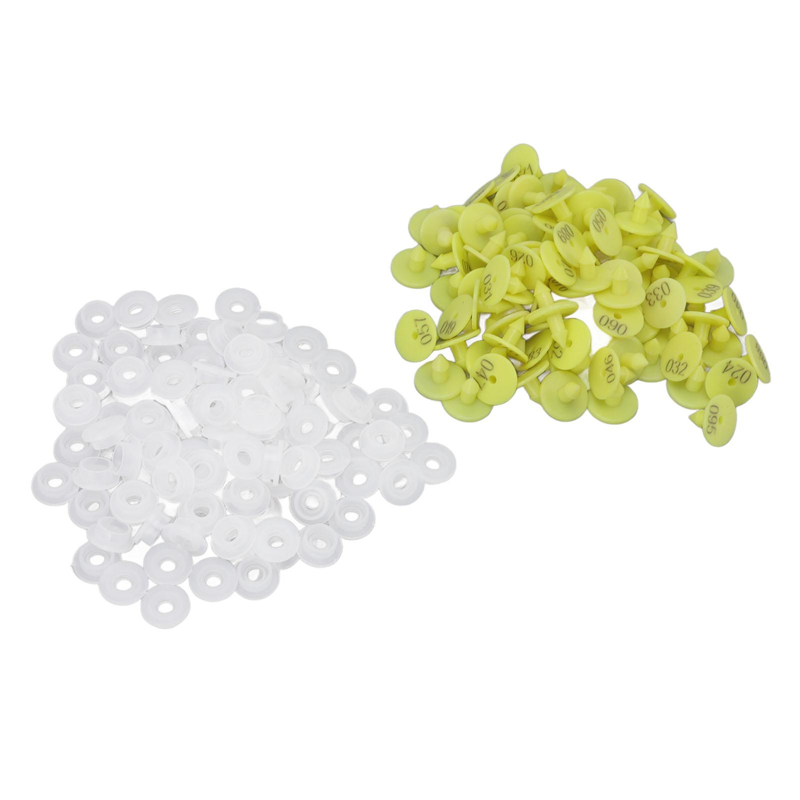 

100PCS Livestock Ear Tag Bright Yellow PP Fadeless Reusable Universal Animal Ear Tag for Rabbit