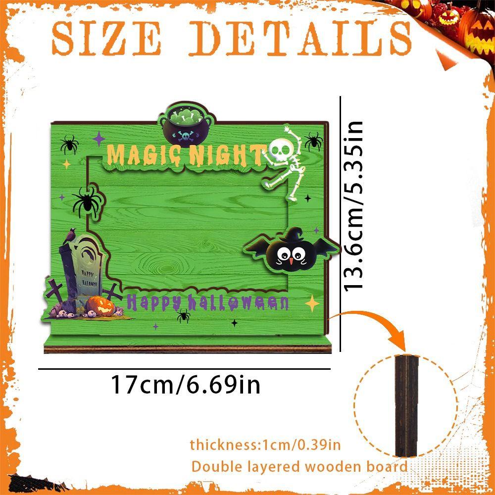 Creative Wood Photo Frame Happy Halloween Design Tabletop Photo Display Rack  Living Room