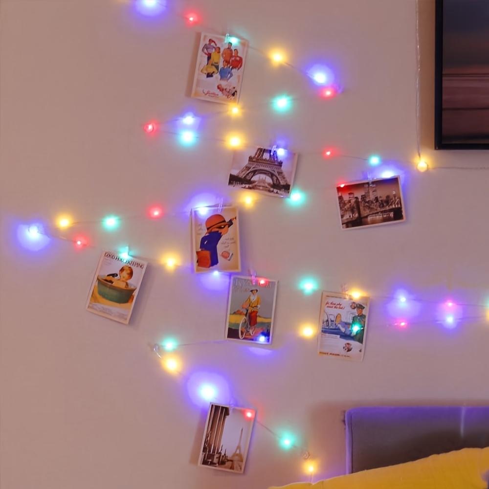 1 String LED Fairy Lights with Photo Frame Clips -in/Battery-Free (Batteries Not Included) String Lights for Photo Wall,Wedding,Christmas Decorations