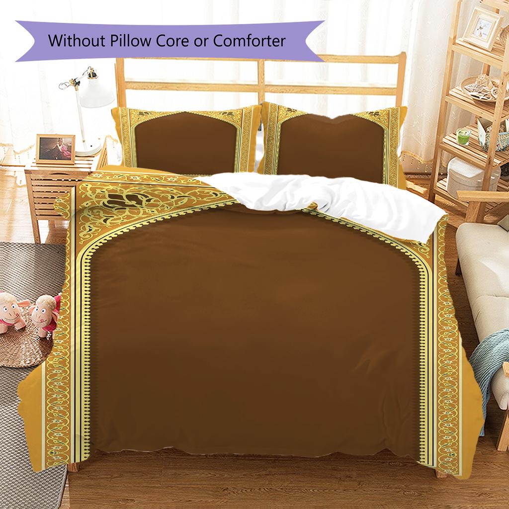 Muslim Pattern Bedding,Quilt Set Quilt Cover Pillowcase Home Birthday Gift (1 * duvet cover + 2 * pillowcase, without core)