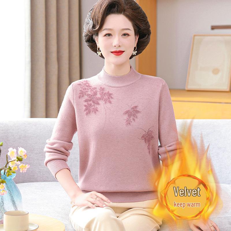 

Mom s Thick Winter Sweater: Cozy, Elegant Base Layer for Middle-Aged & Elderly Women 4XL fits 135-150 jin