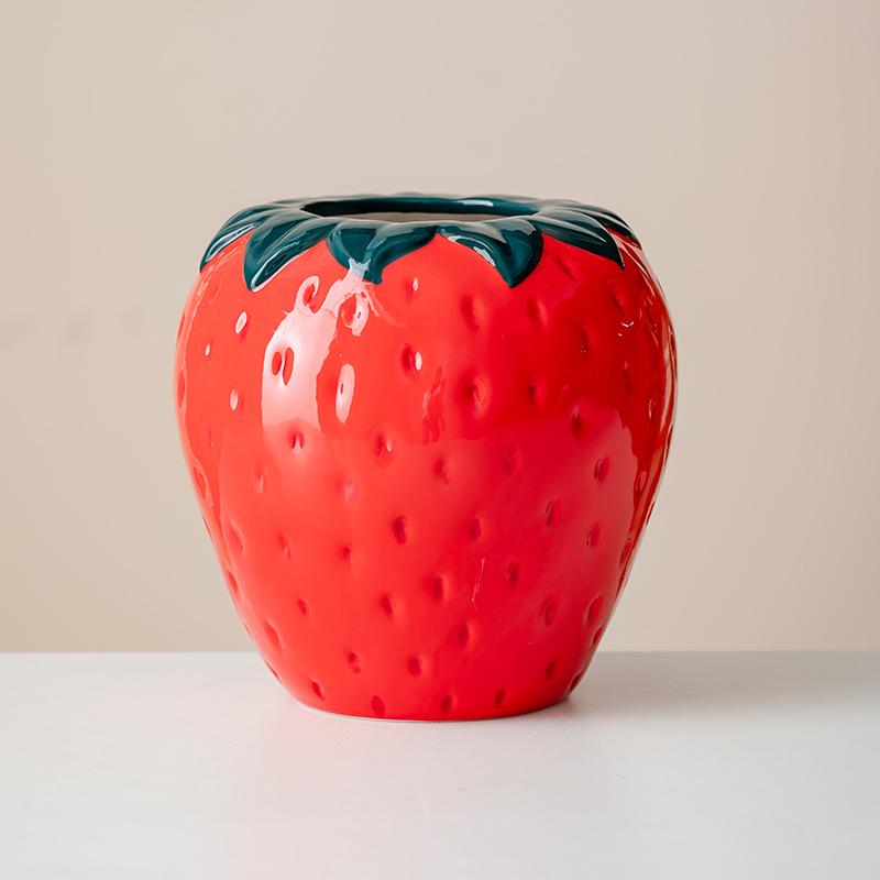 Creative Ceramic Strawberry Vase for Home and TV Cabinet Decoration