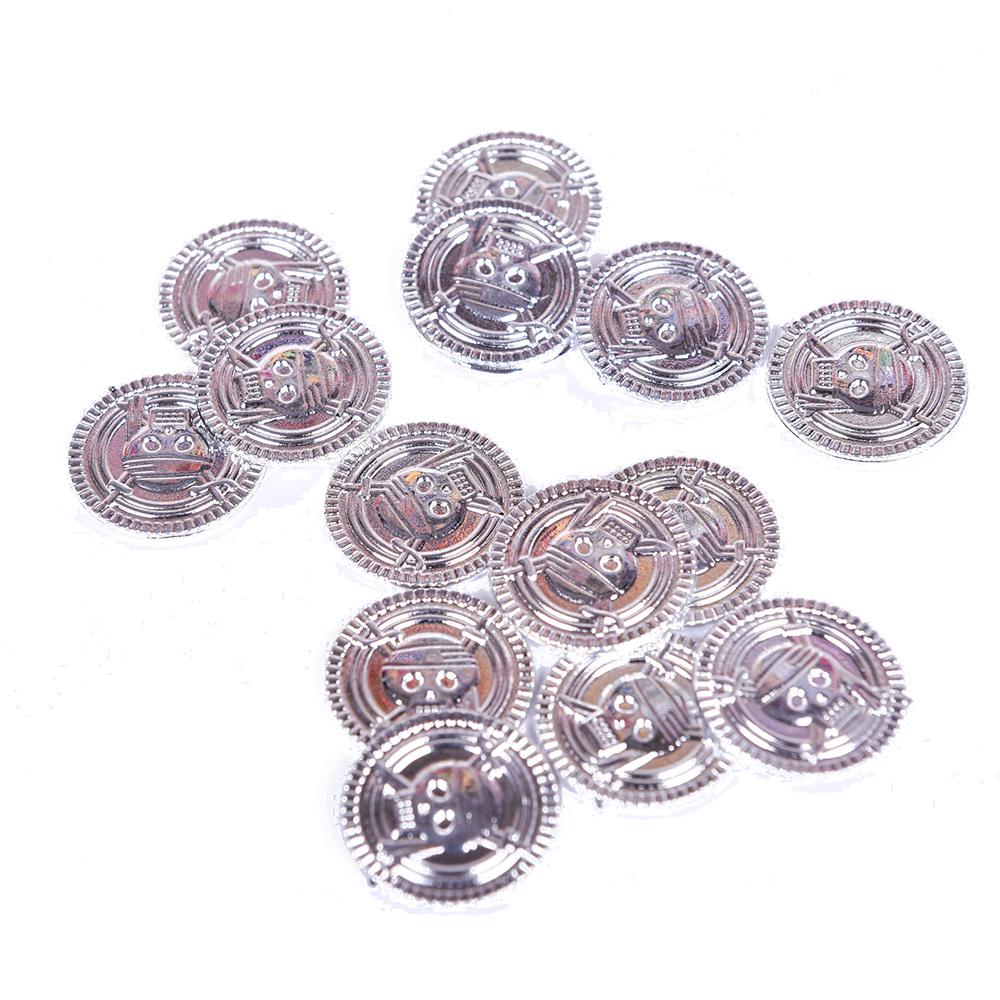 50pcs/pack New Skull Pirate Gold Coins Game Coin Prop Happy Halloween Event Party Decorations Favors Treasure Coins Fake Plastic