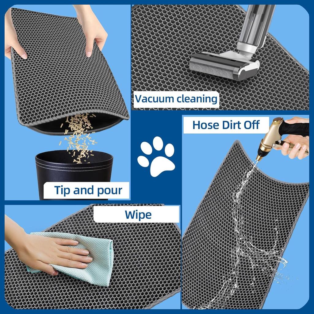 EVA Honeycomb Cat Litter Mat - Cat Litter Scatter Control Mat, 2-Layer Waterproof and Urine-Proof | Non-Slip | Easy Clean | for Single-Cat