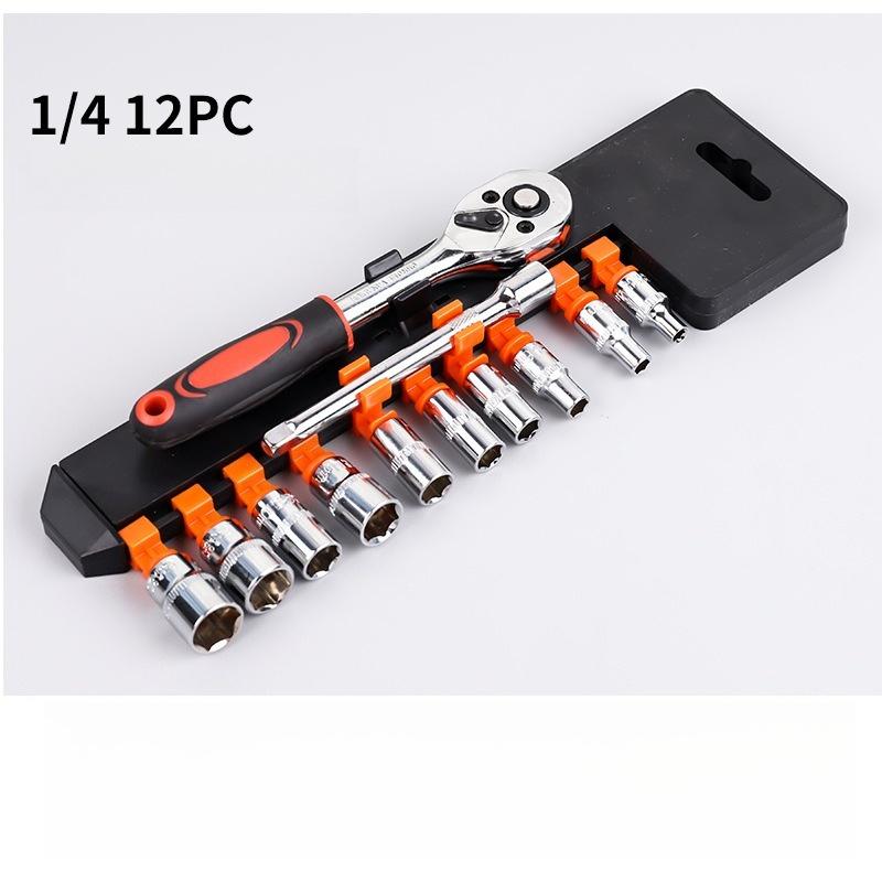 12pcs a Set Socket Ratchet Quick Wrench Hand Hardware Tools Set 1/2 ‘/3/8’ /1/4 Wrench