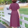 Elegant Dresses for Women Plus Size Short Sleeve Vintage Dress Summer Solid Color