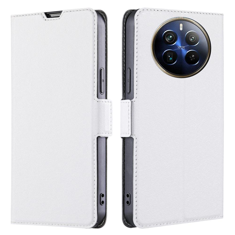 

For Realme 12 Pro 5G/12 Pro+ 5G Phone Case Side Magnetic Clasp PU Leather Flip Cover White