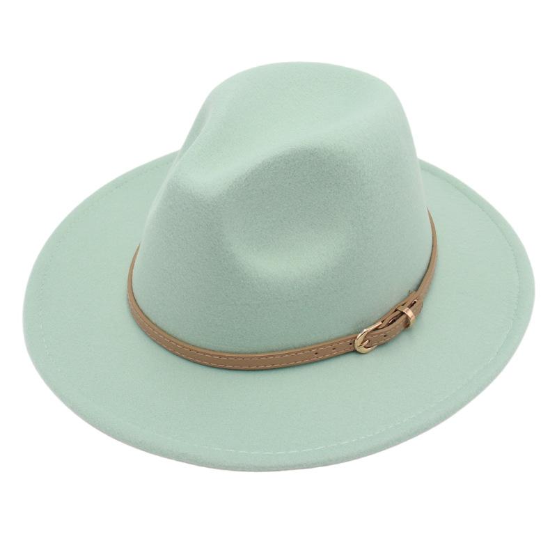 Fedora Spring And Summer Small Belt Felt Hat Percussion Performance Jazz Hat Woolen Top Hat Big Eaves Hat
