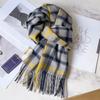 100 pure wool scarves, men's winter dark blue plaid cashmere scarves, high-end gifts for boyfriend, father, and elders