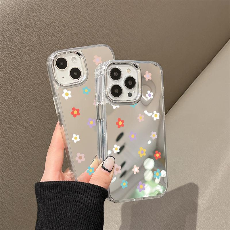Colored Small Flowers for iPhone17promax Mobile Phone Case 16 Niche 14/13 Apple 12 Makeup Mirror 15