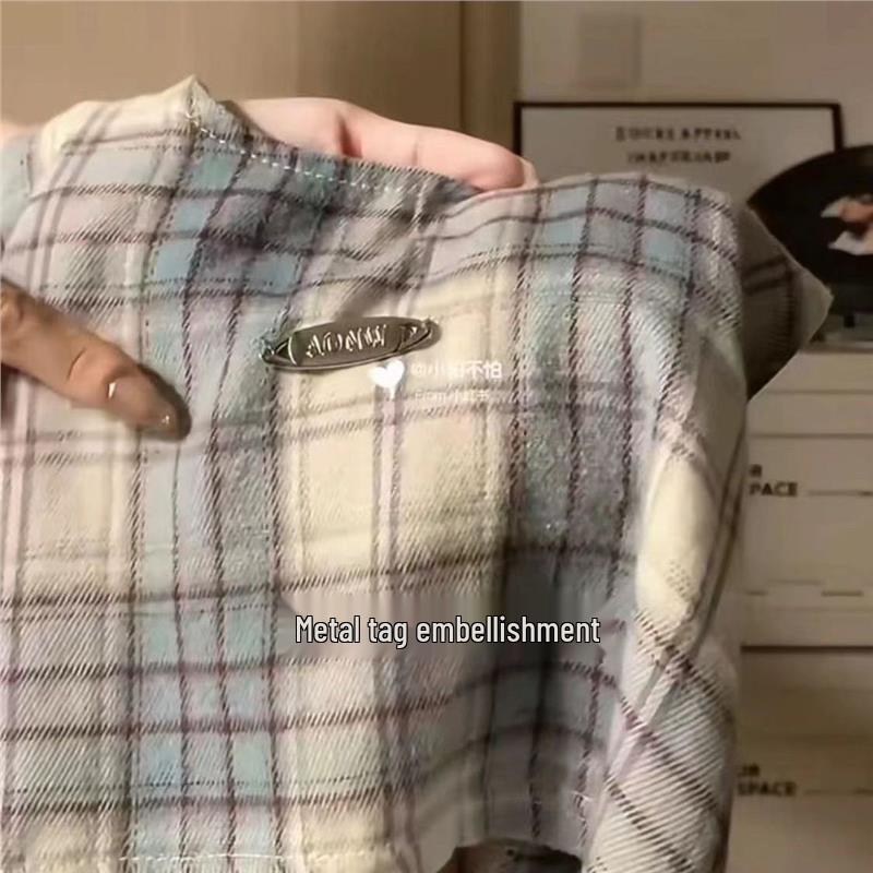 Plaid Hooded Two-Piece Sweatshirt - 2024 College Style Loose Fit