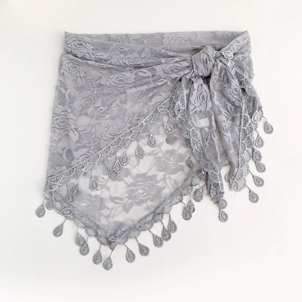 Durchsichtiger Netz-Hüftschal mit Blumenmuster, Taillengürtel-Schal, Vielseitiges Boho-Bandana für Damen
