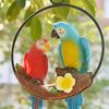 Parrot Pendant, Waterproof Resin Outdoor Garden Decoration with Iron Ring Suspension, Realistic Macaw Pair Hanging Ornament for Balcony Trees Indoor