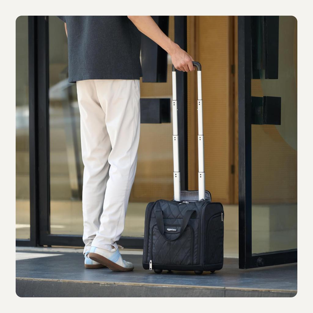 Amazon Basic Carry Bag, Under-Seat, Black Quilted, One Size