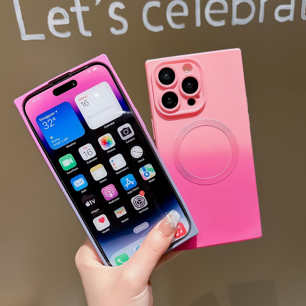 Applicable to iphone14ProMax mobile phone case gradual change square magnetic case Apple 13 lens film integrated protective case