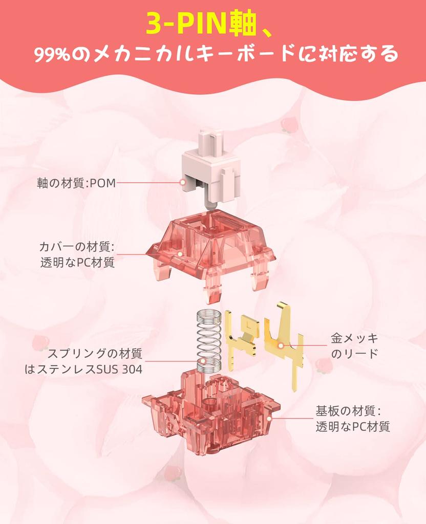 AJAZZ Fruit Axis Mechanical 3 Needles 40 Gf Linear Axis Transparent Durable 80M MX Hot Swap Mechanical Keyboard Replacement PCS Switch, Set, Cover,