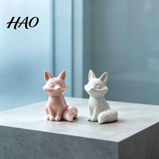 Zeitgenössische Innenraumakzente Keramik-Tierfigur, Moderne minimalistische Schwan-Fuchs-Statue für Wohnzimmerkunst, Hochzeitstortenaufsatz, Zimmer, Büro, Schreibtisch,