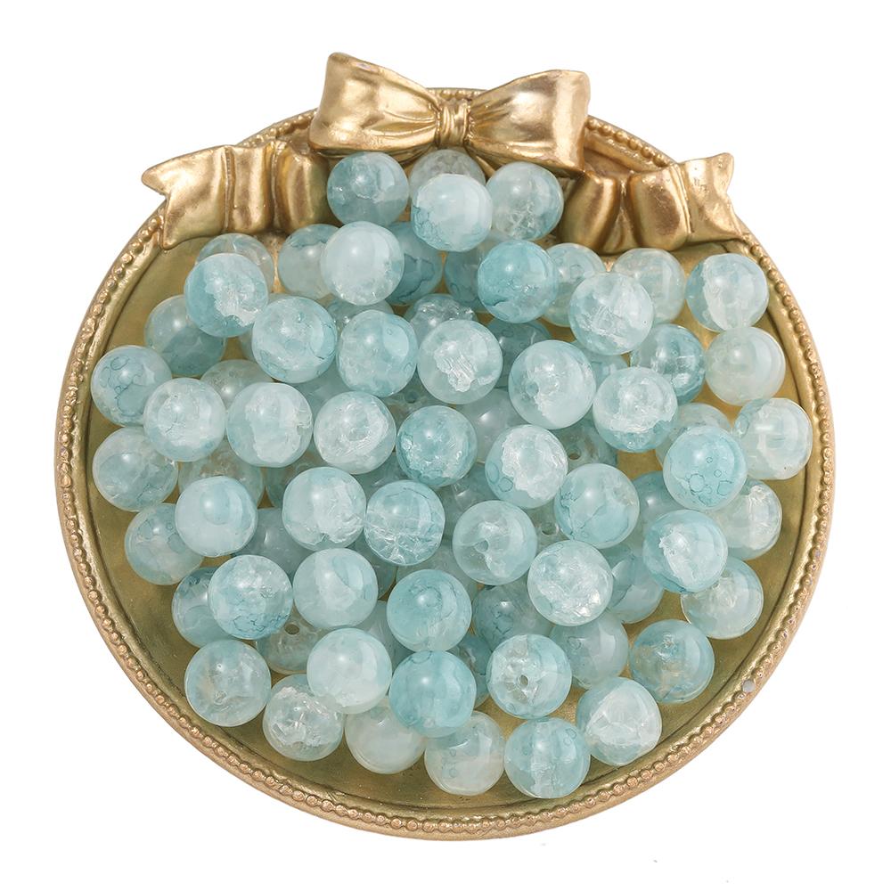 20/50pcs Crackle Flowers Glass Beads 10mm Round Spacer Loose Bead for DIY Bracelet Necklace Jewelry Making Accessories Supplies