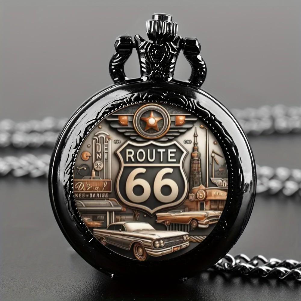 

Антикварные Изысканные Дизайн Карманных Часов Route 66 American The Mother Road, Часы с Точным Кварцевым Механизмом, Подарок для Мужчин и Детей чёрный