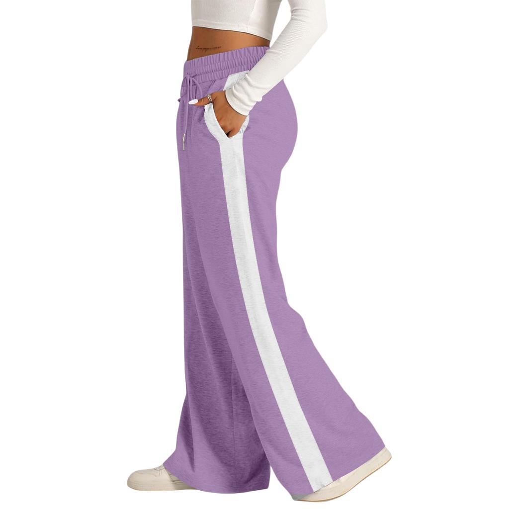 Women's Casual Fashion Solid Color Elastic Waist Drawstring Workwear Wide Leg Pants With Pockets