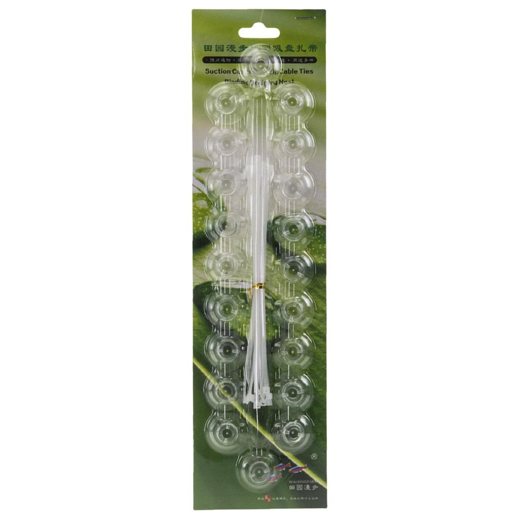 20pcs Aquarium Suction Cups and Adjustable Zip Ties for FishTank Plant Holder and Moss Binding