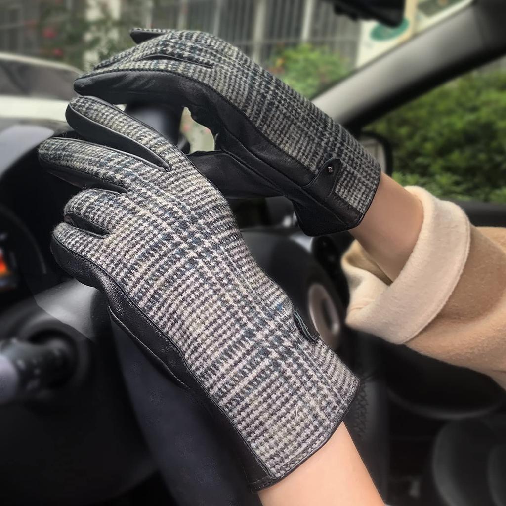 GSG Leather Smartphone Winter for and Touchscreen Product 210008 Women's Gloves, Compatible, Wool-Made, Warm, Leather, Driving, Motorcycles,