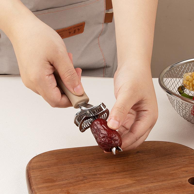 Stainless Steel Fruit Corer Tool Adjustable Bell Pepper Pitter, Kitchen Nuclear Remover for Dates Tomato Potato Pear Grapes