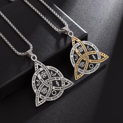 Colar com pingente de aço inoxidável clássico Odin Trinity Nordic Runas Alfabeto para homens Amuleto Bruxa Celtic Knot Jóias