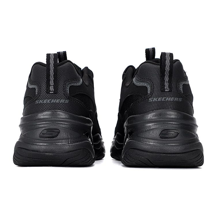 Skechers DLites 4.0 PU Mesh Synthetic Leather Comfortable Breathable Support Low Top Dad Shoes Men Sneakers Black 237225-BBK